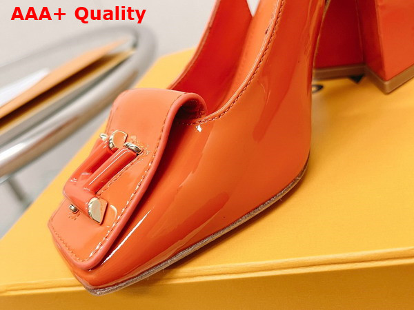 Louis Vuitton Shake Slingback Pump in Orange Patent Calf Leather V Shaped Block Heel 1AB0CP Replica