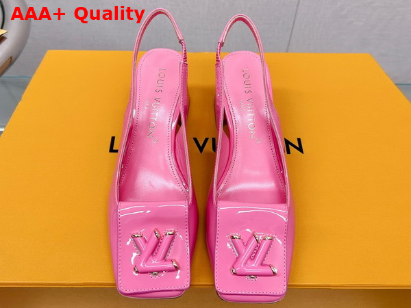 Louis Vuitton Shake Slingback Pump in Pink Patent Calf Leather Low Block Heel Replica