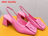 Louis Vuitton Shake Slingback Pump in Pink Patent Calf Leather Low Block Heel Replica