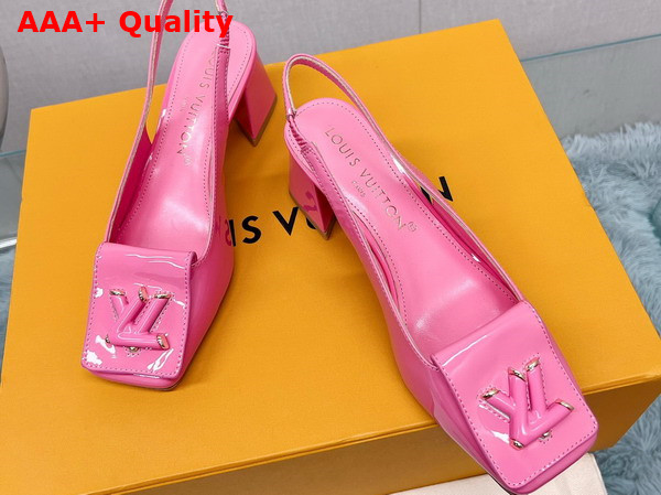 Louis Vuitton Shake Slingback Pump in Pink Patent Calf Leather Low Block Heel Replica