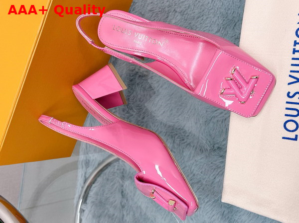 Louis Vuitton Shake Slingback Pump in Pink Patent Calf Leather Low Block Heel Replica