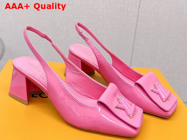 Louis Vuitton Shake Slingback Pump in Pink Patent Calf Leather Low Block Heel Replica