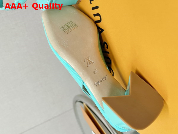 Louis Vuitton Shake Slingback Pump in Vert Deau Patent Calf Leather Low Block Heel Replica