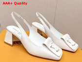 Louis Vuitton Shake Slingback Pump in White Patent Calf Leather Low Block Heel Replica