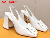 Louis Vuitton Shake Slingback Pump in White Patent Calf Leather V Shaped Block Heel 1AB0A7 Replica