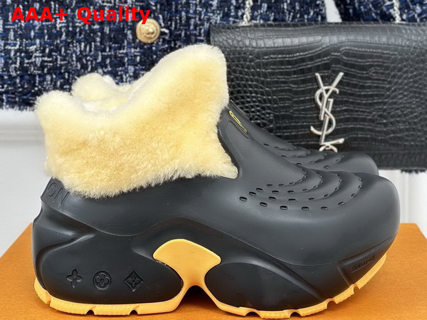 Louis Vuitton Shark Ankle Boot in Black Eva Rubber and Shearling Replica