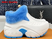 Louis Vuitton Shark Ankle Boot in White Eva Rubber and Blue Shearling Replica