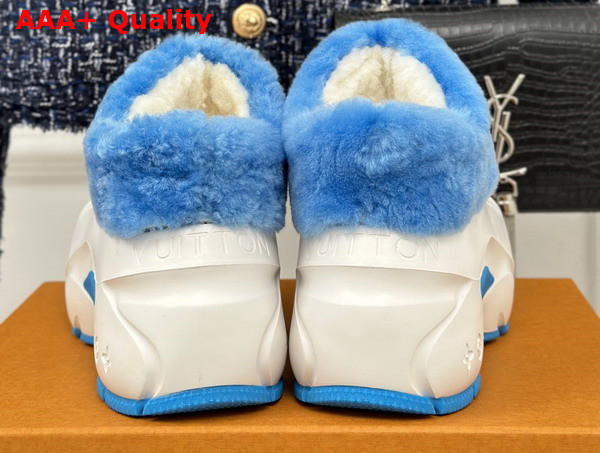 Louis Vuitton Shark Ankle Boot in White Eva Rubber and Blue Shearling Replica