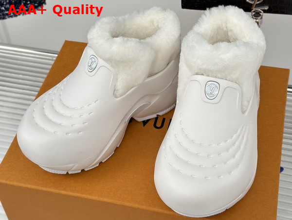 Louis Vuitton Shark Ankle Boot in White Eva Rubber and Shearling Replica