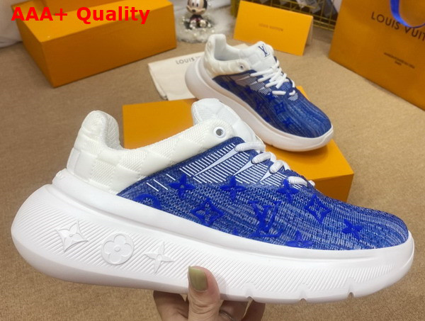 Louis Vuitton Show Up Sneaker Blue Monogram Knit and Damier Embossed Textile 1AA48E Replica