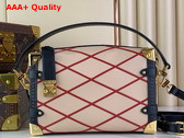 Louis Vuitton Side Trunk MM Handbag Malletage Lambskin Beige Red M24403 Replica