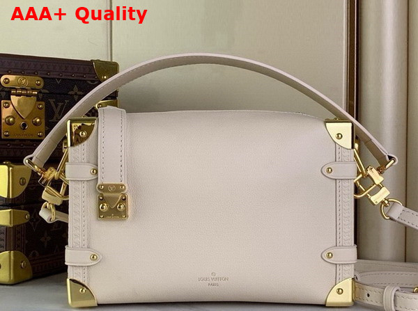 Louis Vuitton Side Trunk MM Handbag in Chalk Grained Calf Leather Replica