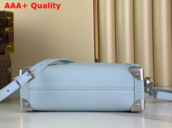 Louis Vuitton Side Trunk MM Handbag in Sky Blue Grained Calf Leather Replica