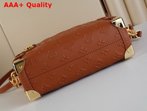 Louis Vuitton Side Trunk MM Handbag in Tan Monogram Embossed Calf Leather Replica