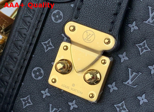 Louis Vuitton Side Trunk in Black Calfskin with a Nano Version of the Monogram Embossed Into the Leather Replica