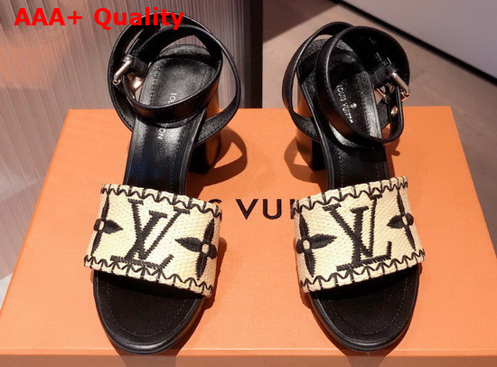 Louis Vuitton Sienna Sandal Raffia and Black Calf Leather Replica