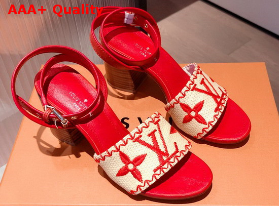 Louis Vuitton Sienna Sandal Raffia and Red Calf Leather Replica