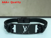 Louis Vuitton Sign it Bracelet Black Calf Leather with Black Buckle Replica