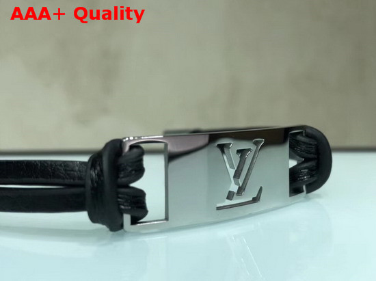 Louis Vuitton Sign it Bracelet Black Calf Leather with Silver Buckle Replica