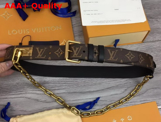 Louis Vuitton Signature Chain 35mm Belt Brown M0180S Replica