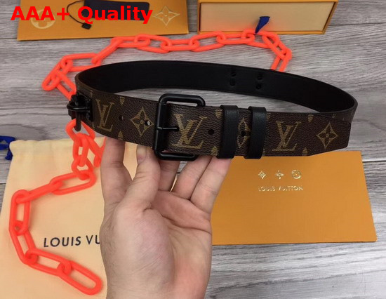 Louis Vuitton Signature Chain 35mm Belt Brown Monogram Macassar Canvas M0180U Replica