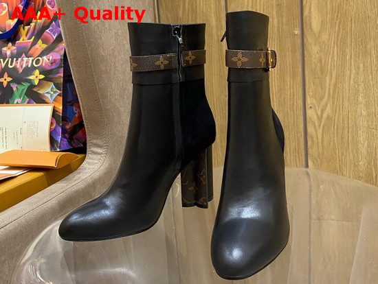 Louis Vuitton Silhouette Ankle Boot Black Calf Leather and Suede Baby Goat Leather 1A84QA Replica