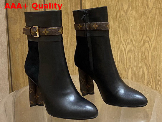 Louis Vuitton Silhouette Ankle Boot Black Calf Leather and Suede Baby Goat Leather 1A84QA Replica