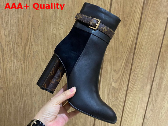 Louis Vuitton Silhouette Ankle Boot Black Calf Leather and Suede Baby Goat Leather 1A84QA Replica