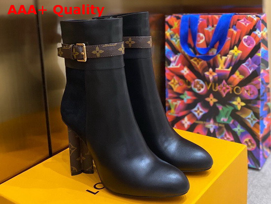 Louis Vuitton Silhouette Ankle Boot Black Calf Leather and Suede Baby Goat Leather 1A84QA Replica