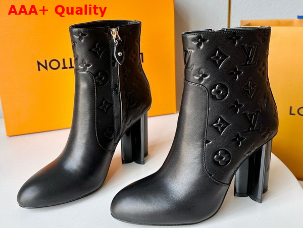 Louis Vuitton Silhouette Ankle Boot in Black Monogram Debossed Calf Leather 1ABP9I Replica