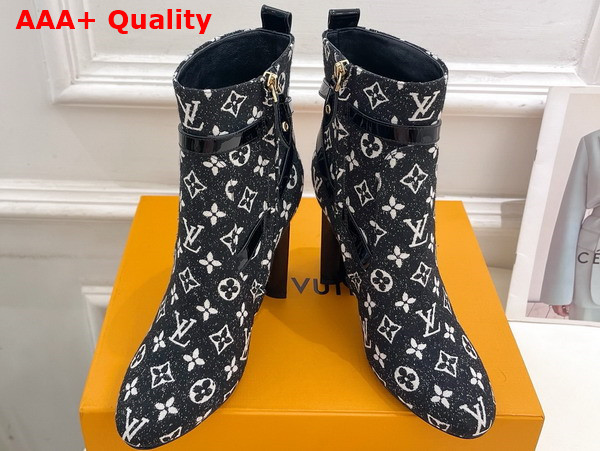 Louis Vuitton Silhouette Ankle Boot in Black Monogram Denim Replica