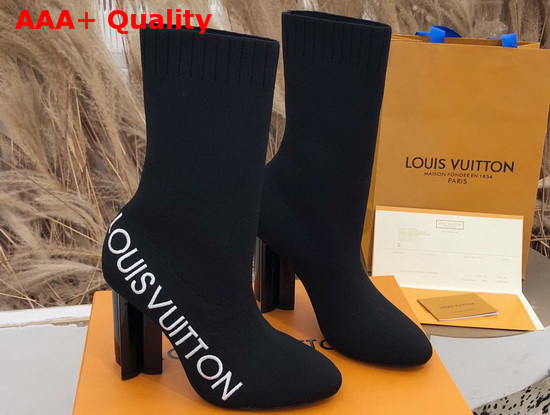 Louis Vuitton Silhouette Ankle Boot in Black Stretch Textile with Embroidered Louis Vuitton Logo Replica