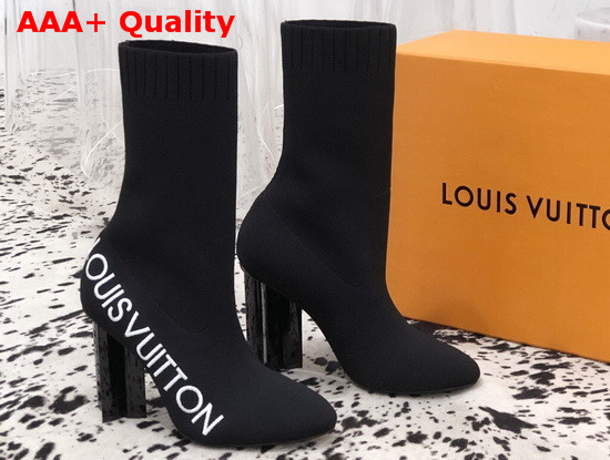 Louis Vuitton Silhouette Ankle Boot in Black Stretch Textile with Embroidered Louis Vuitton Logo Replica