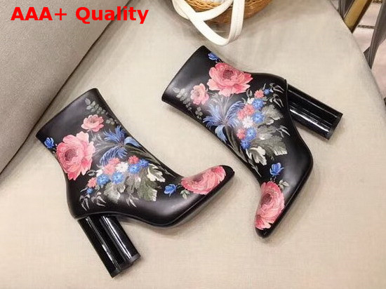 Louis Vuitton Silhouette Ankle Boot in Black with Printed Floral Replica