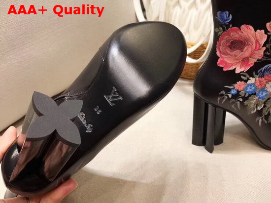 Louis Vuitton Silhouette Ankle Boot in Black with Printed Floral Replica