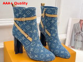 Louis Vuitton Silhouette Ankle Boot in Blue Monogram Denim and Natural Calf Leather 1ACJU0 Replica