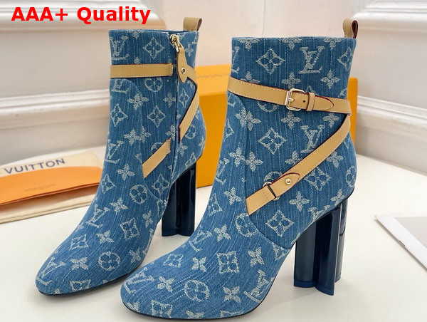 Louis Vuitton Silhouette Ankle Boot in Blue Monogram Denim and Natural Calf Leather 1ACJU0 Replica