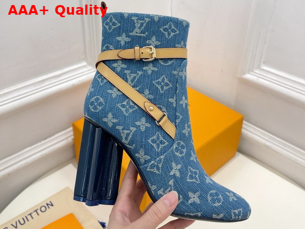 Louis Vuitton Silhouette Ankle Boot in Blue Monogram Denim and Natural Calf Leather 1ACJU0 Replica