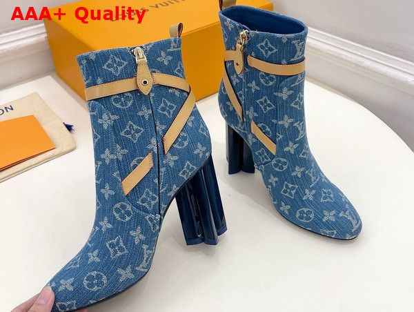 Louis Vuitton Silhouette Ankle Boot in Blue Monogram Denim and Natural Calf Leather 1ACJU0 Replica