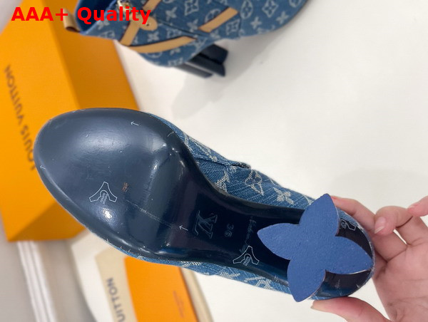 Louis Vuitton Silhouette Ankle Boot in Blue Monogram Denim and Natural Calf Leather 1ACJU0 Replica