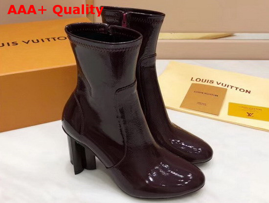 Louis Vuitton Silhouette Ankle Boot in Bordeaux Patent Calf Leather 1A4E14 Replica