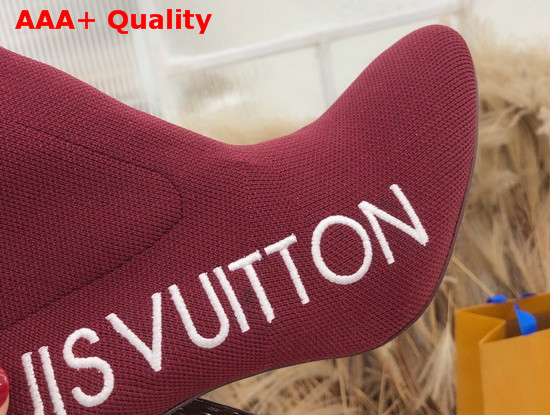 Louis Vuitton Silhouette Ankle Boot in Burgundy Stretch Textile with Embroidered Louis Vuitton Logo Replica