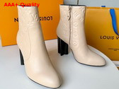 Louis Vuitton Silhouette Ankle Boot in Cream Monogram Debossed Calf Leather Replica