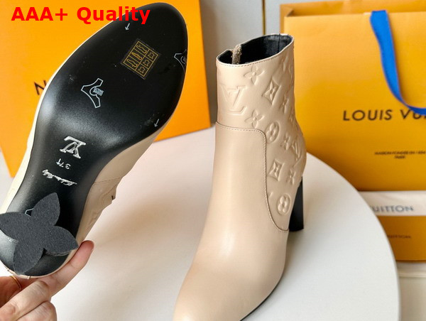 Louis Vuitton Silhouette Ankle Boot in Cream Monogram Debossed Calf Leather Replica