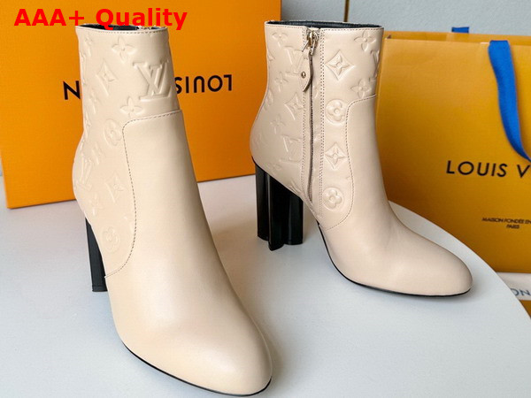 Louis Vuitton Silhouette Ankle Boot in Cream Monogram Debossed Calf Leather Replica