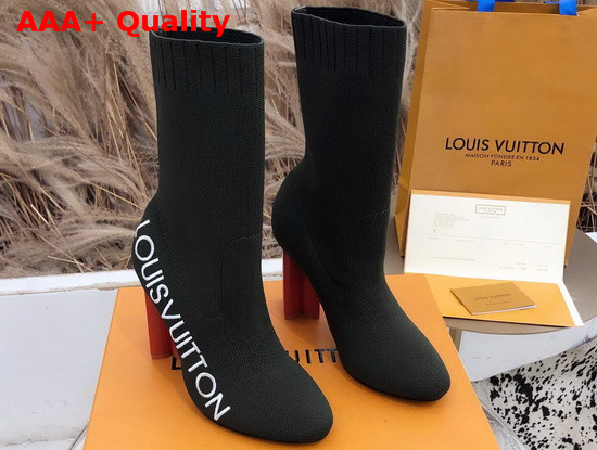 Louis Vuitton Silhouette Ankle Boot in Khaki Stretch Textile with Embroidered Louis Vuitton Logo Replica