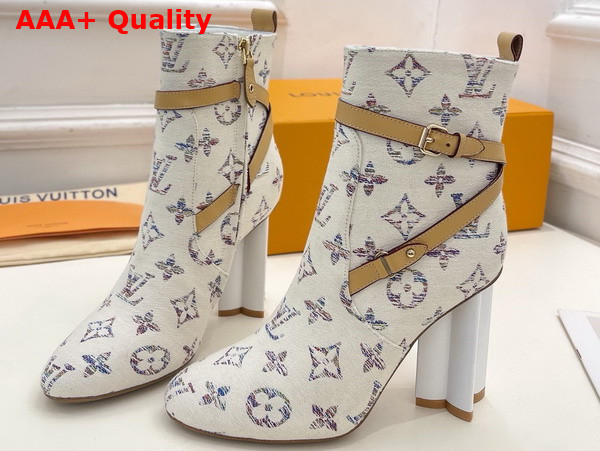 Louis Vuitton Silhouette Ankle Boot in Multicolor White Monogram Jacquard Fabric Replica