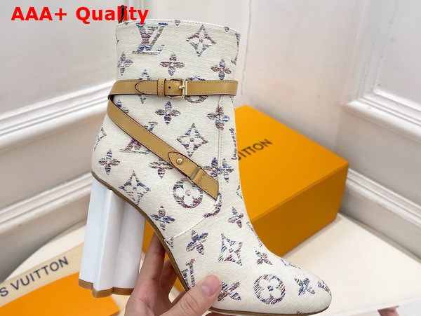 Louis Vuitton Silhouette Ankle Boot in Multicolor White Monogram Jacquard Fabric Replica