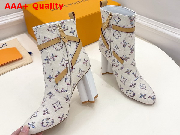 Louis Vuitton Silhouette Ankle Boot in Multicolor White Monogram Jacquard Fabric Replica