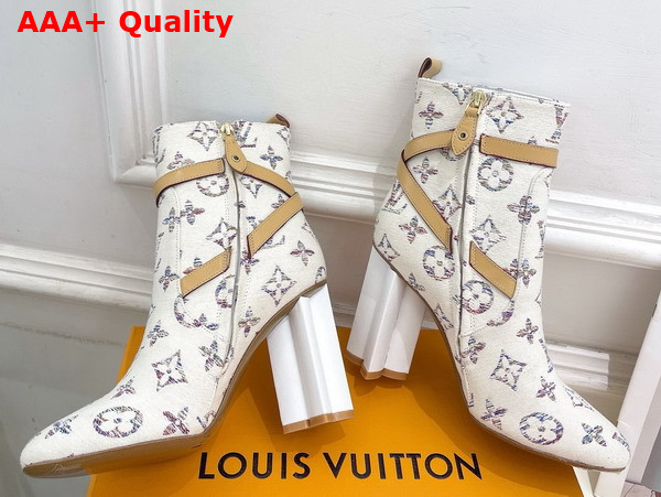 Louis Vuitton Silhouette Ankle Boot in Multicolor White Monogram Jacquard Fabric Replica